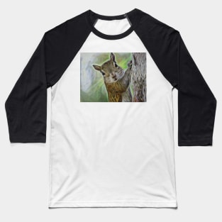 Staring Squirrel Digital Painting Baseball T-Shirt